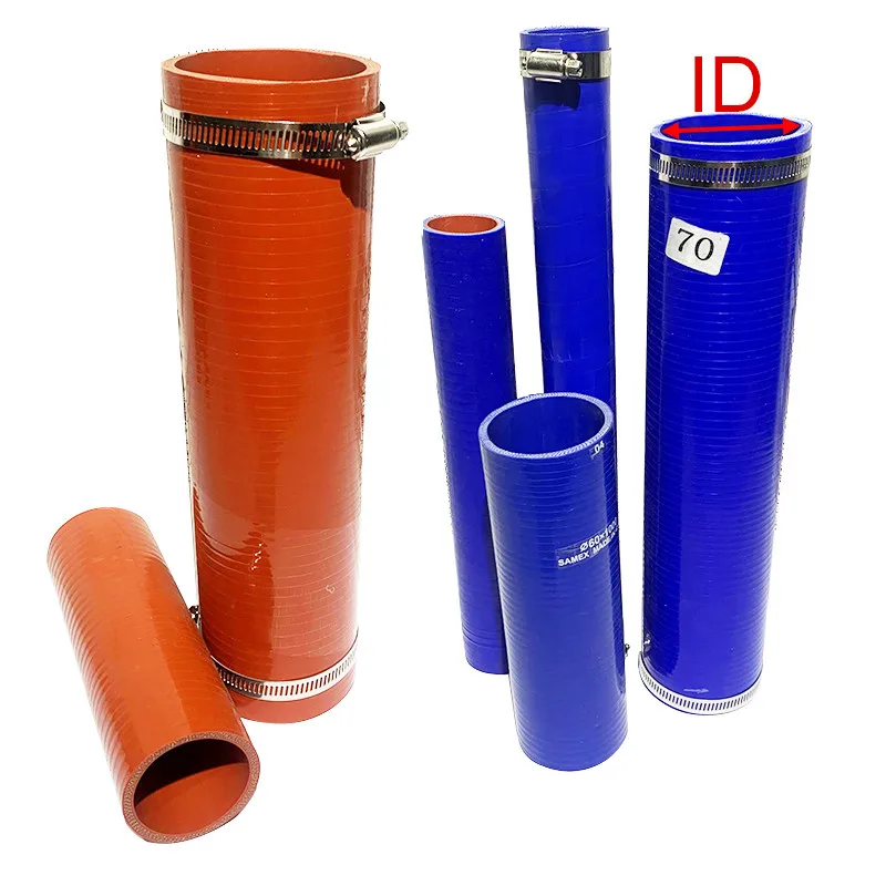 Panjang 10-58Cm ID16-85mm Lurus Silikon Intercooler Tabung Pipa Pendingin Selang Suhu Tinggi Tekanan Tinggi Turbo Kirim 2 Klem