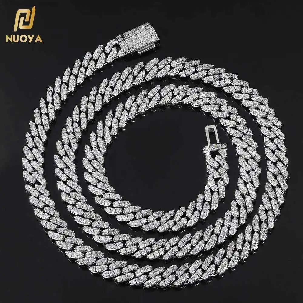 

8mm Hip Hop Jewelry Diamond Iced Out Silver Thick Cuban Link Chains for Girl Cuban Necklaces Women