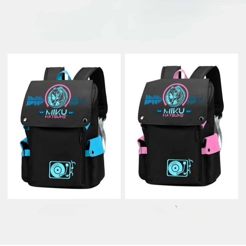 Cute Hatsune Miku Backpack Kawaii  Anime Peripheral Cartoon Schoolbag Large Capacity Multi-layer Laptop Storage Bag Badge Itabag