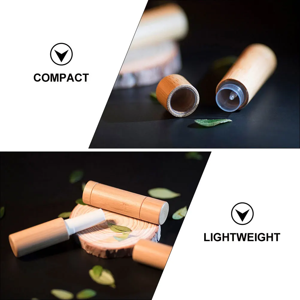 

3Pcs Bamboo Lipstick Empty Tubes DIY Holders Small Compact Lip Gloss Containers for Easy Travel and Gift Lip Gloss Tubes