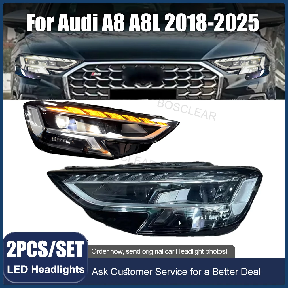 Фара в сборе для Audi A8 S8 2018-2025 светодиодные фары в сборе 4N0941035C/4N0941036C светодиодные DRL автоаксессуары Фара в сборе для Audi A8 S8 2018-2025 светодиодные фары в сборе 4N0941035C/4N0941036C светодиодные DRL автоаксессуары