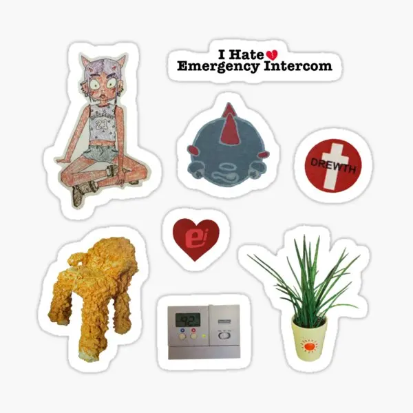 

Emergency Intercom Merch Pack 5PCS Stickers for Funny Kid Window Decor Cartoon Luggage Home Living Room Room Bumper Print