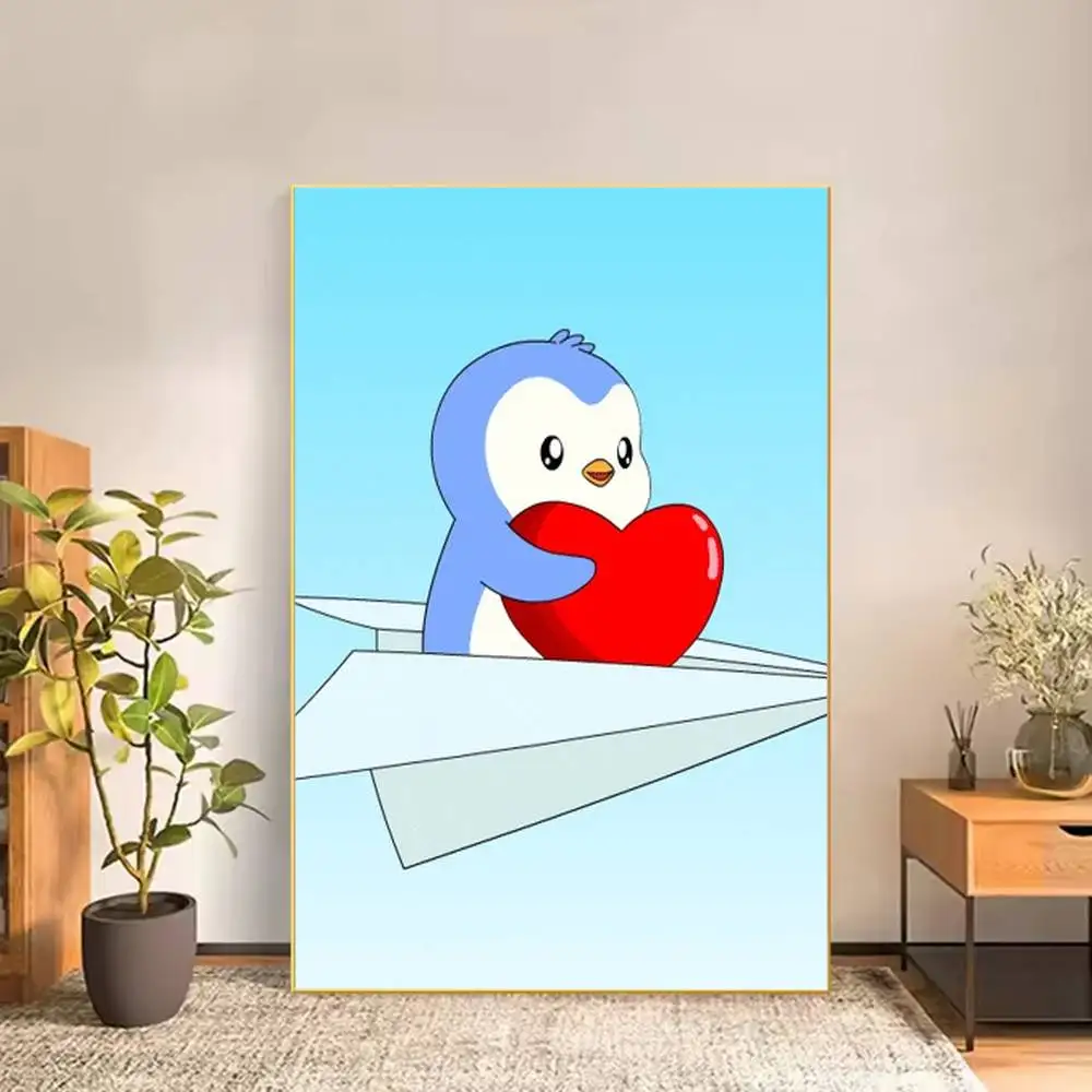 Love Pudgy Penguins Poster Versatile HD Waterproof Wall Art Self-Adhesive Decor for Any Space