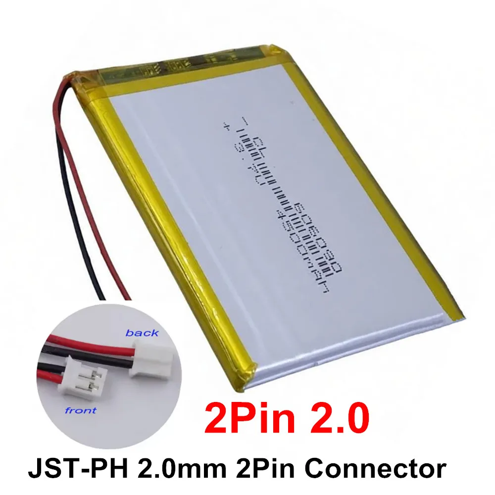 3.7V 4500mAh 606090 Polymer Rechargeable LiPo Battery JST-PH 2.0mm 2Pin Connector For GPS Bluetooth Speaker Power Bank Tablet PC