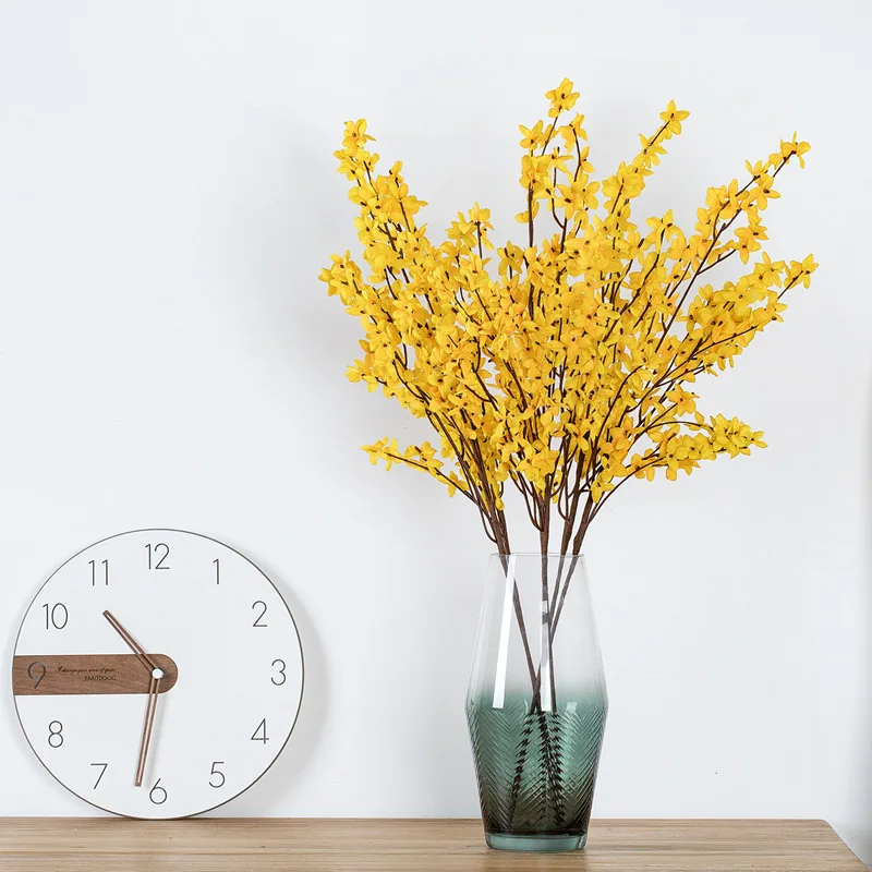 Yellow Flowers Winter Jasmine Dancing Orchid Fake Flower Silk Plastic Artificial Flower For Home Wedding Party Floral Decor