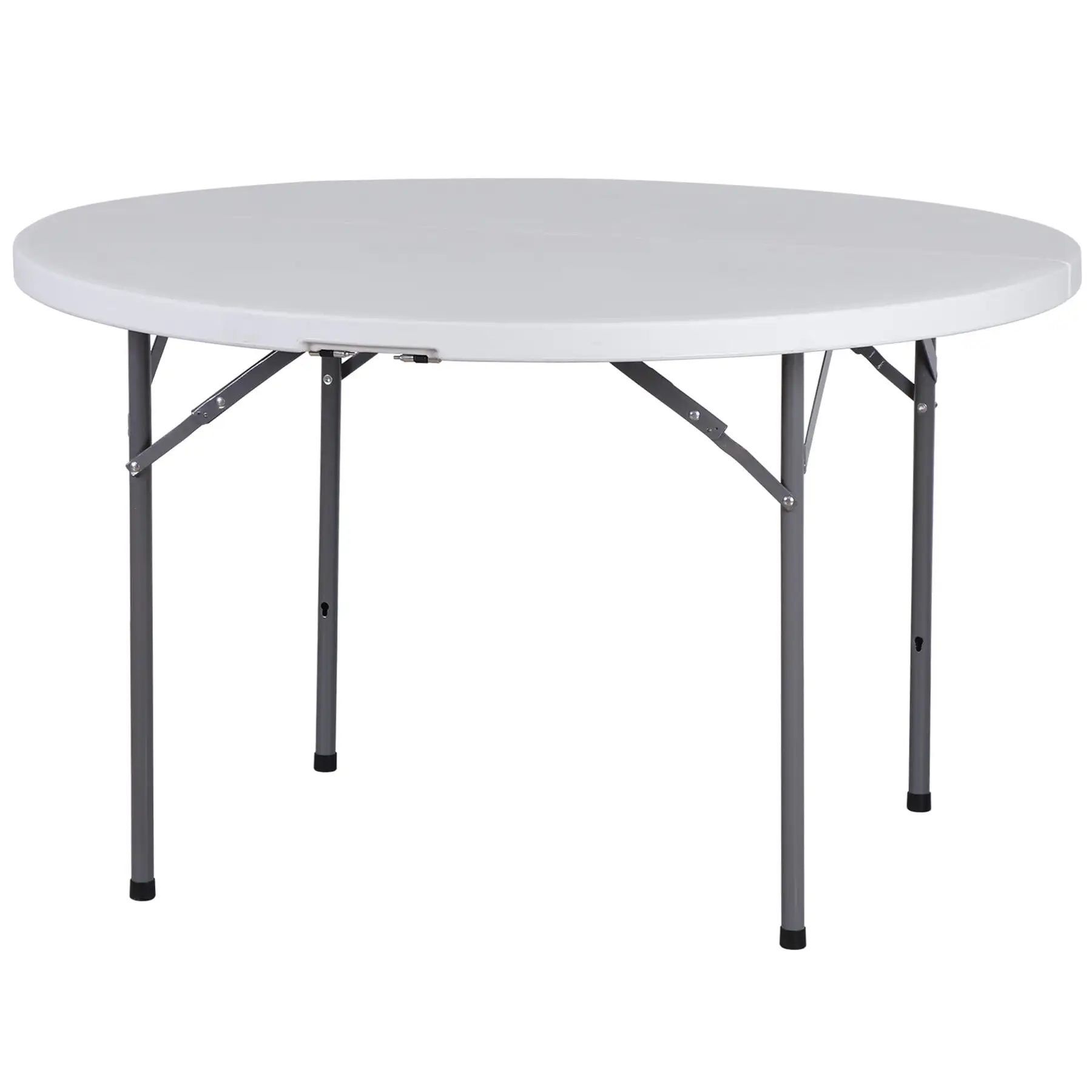 

48" Round Bi-Folding Picnic Table 4FT Portable Plastic Dining Card Table Indoor Outdoor White