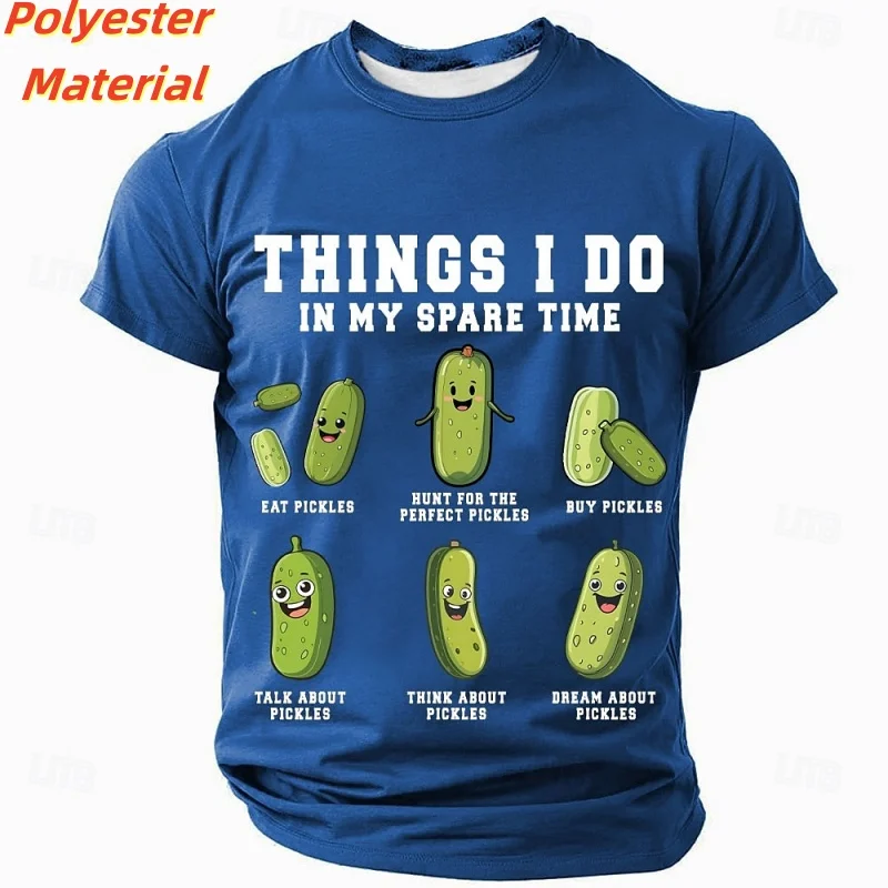 Camiseta con estampado 3D de pepino feliz para hombre, camisetas divertidas con patrón colorido, camisetas de manga corta con cuello redondo para verano para niños, camisetas de moda