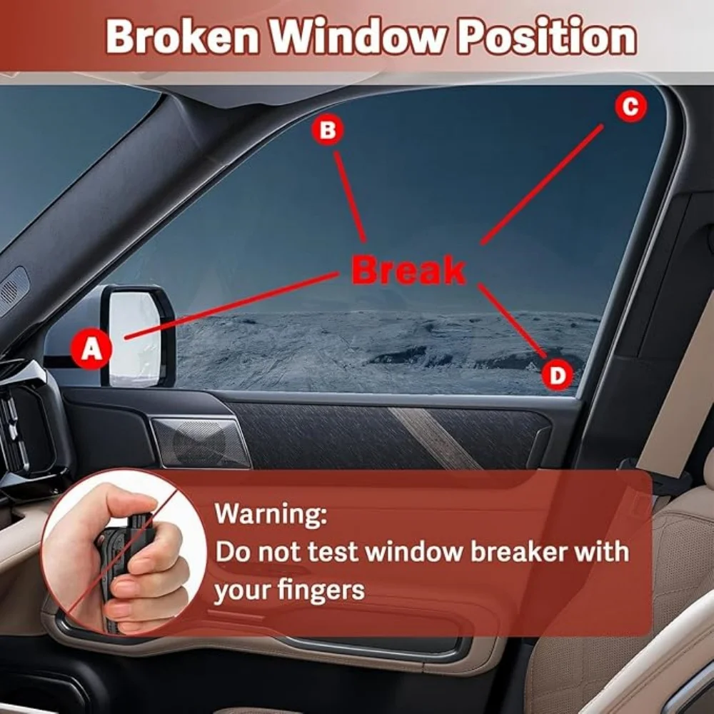 Car Window Breaker Key Chains, Portable 3 in 1 Glass Breaker/Seat Belt Cutter/Survival Whistle, Safety Emergency Escape Tools, Multifunctional Car Accessories for Fathers Day view 7