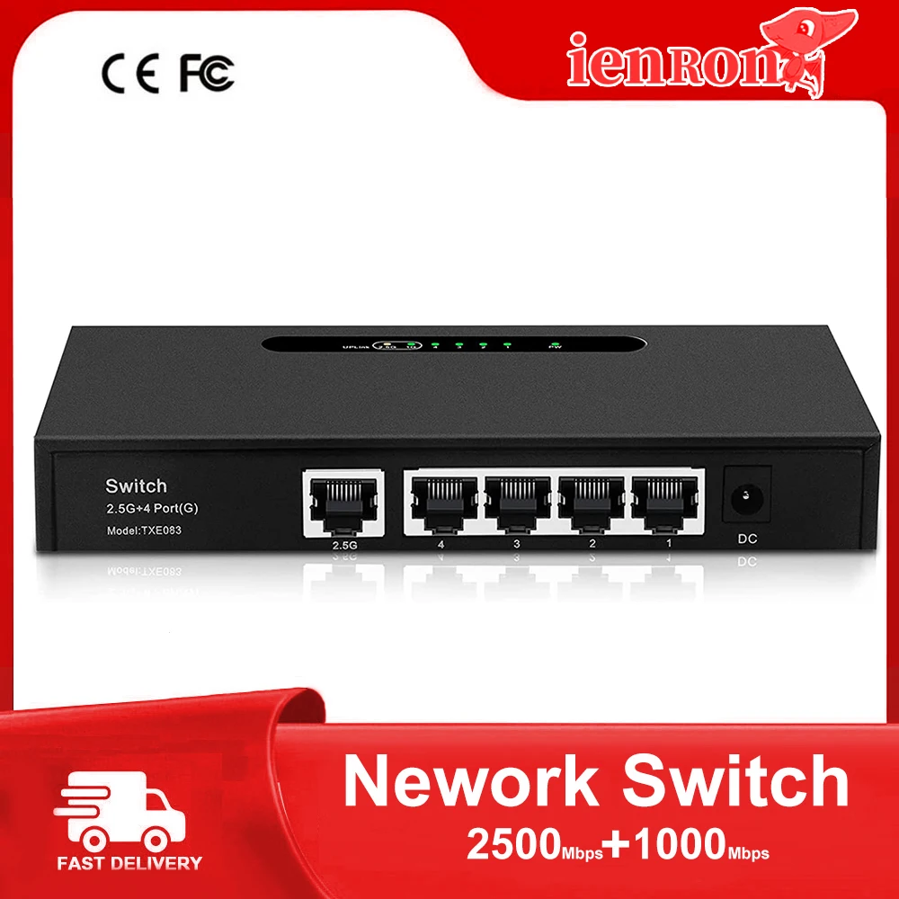 Ienron-イーサネットスイッチ,2.5g,5ポート,接続ネットワークスイッチ,10/100/1000 Mbps bps,vlan,rj45,CCTV IPカメラ/wifiルーター用