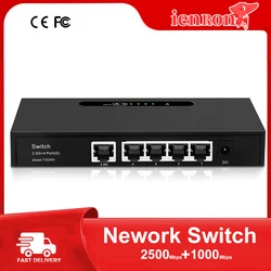 IENRON 2.5G Ethernet Switch 5 Ports Smart Network Switch 10/100/1000/2500Mbps VLAN RJ45 Hub For CCTV IP Camera/Wifi Router