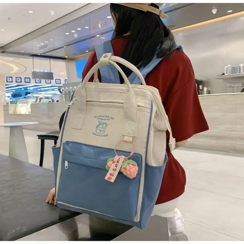 Durable Laptop Backpack High Quality Lightweight Canvas School Backpack Student Bookbag Contrasting Colors Travel Bag