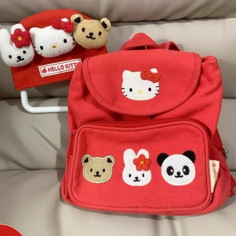 Miniso Hellokitty zaino stile Preppy ragazze ricamo Anime Y2k zaini coulisse giapponese piccola borsa Kawaii zaino regalo