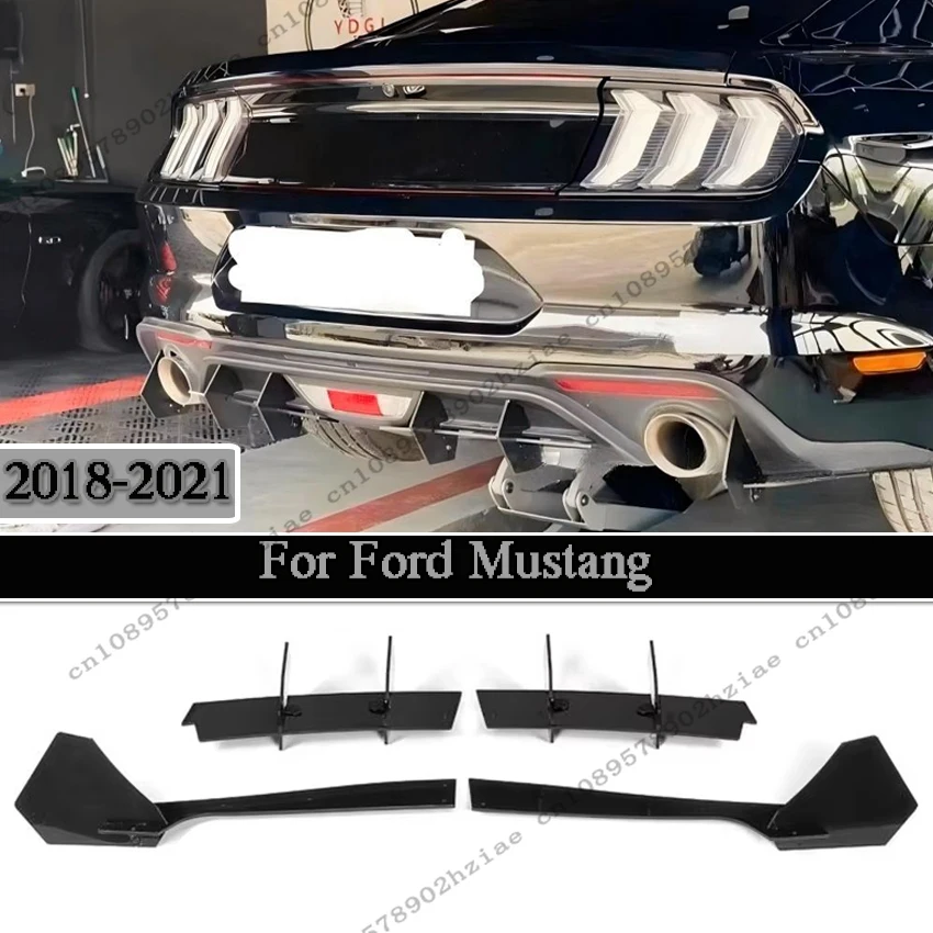

Задний бампер автомобиля, диффузор для подбородка, разветвитель для Ford Mustang 2018-2021, 6 плав, защитная пластина, АБС-пластик, черные комплекты кузова, тюнинг