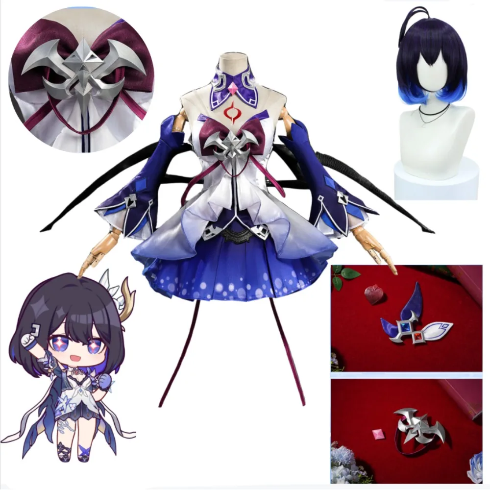 

Honkai Impact 3rd Seele Stygian Nymph Cosplay Costume Blue Dress with Exquisite Accessories Game Halloween Comic Con Outfit