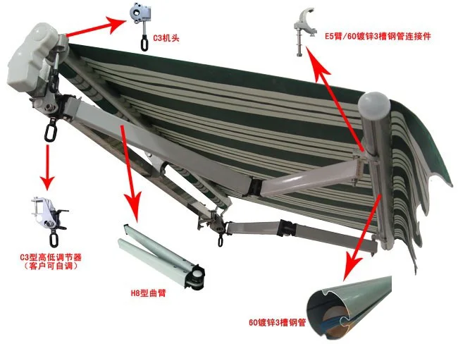 OEM Large Outdoor Retractable caravan 270 Awning Tent Outdoor windows Canopy Full Cassette Motorized Patio Awning