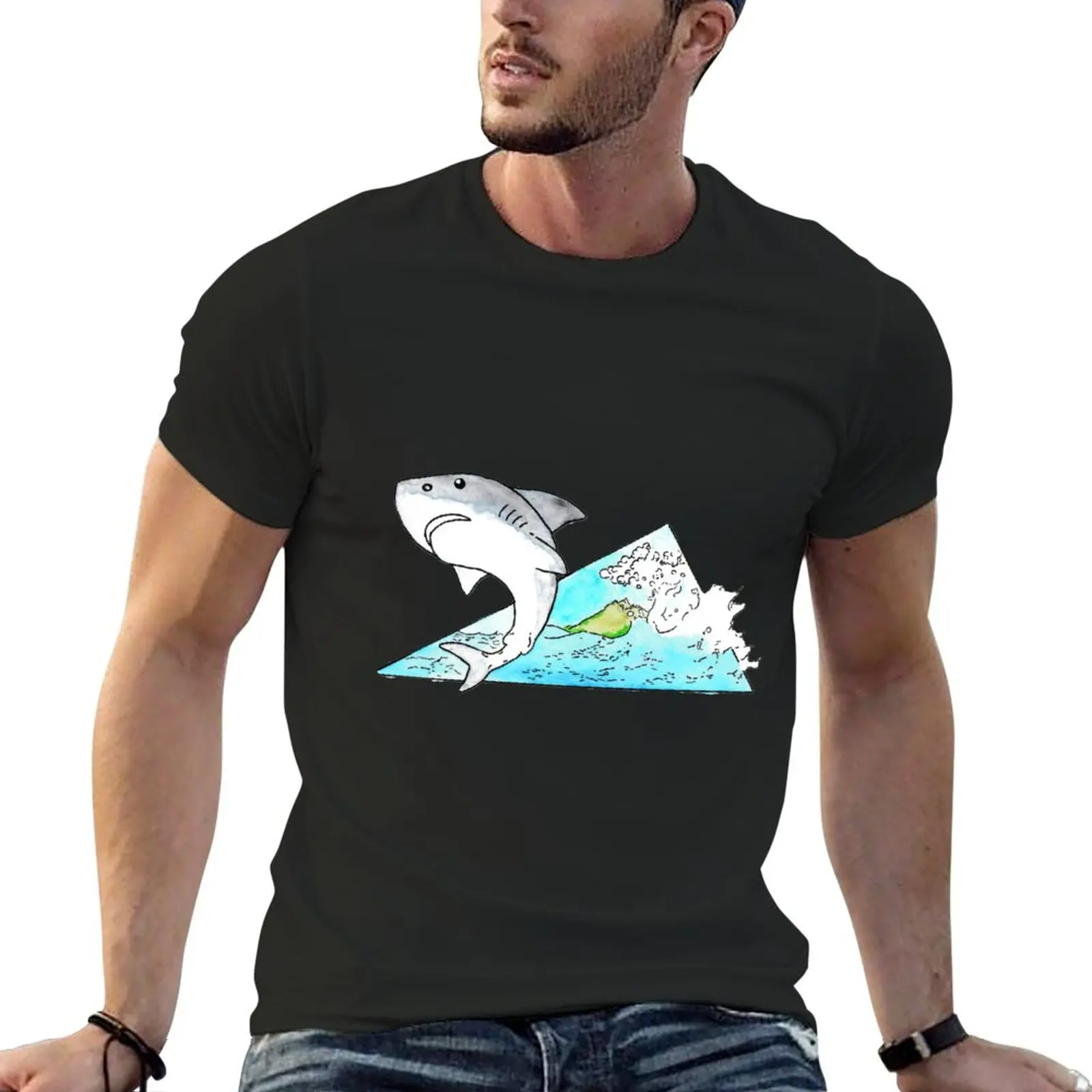 Great White Jumping out the Frame T-Shirt vintage t shirt plain t-shirt custom t shirts design your own men clothes