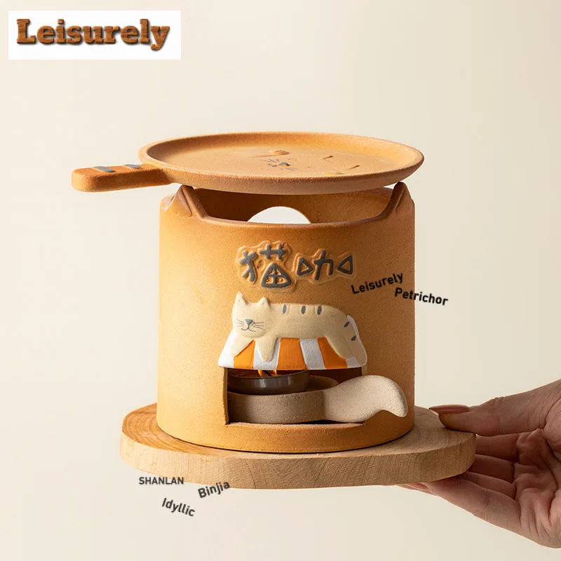 

Ручная роспись, милый кот удачи, подогреватель чая, держатель, спиртовая горелка, плита, подставка для чайника, карбоновая печь для кипящей воды для чайных принадлежностей