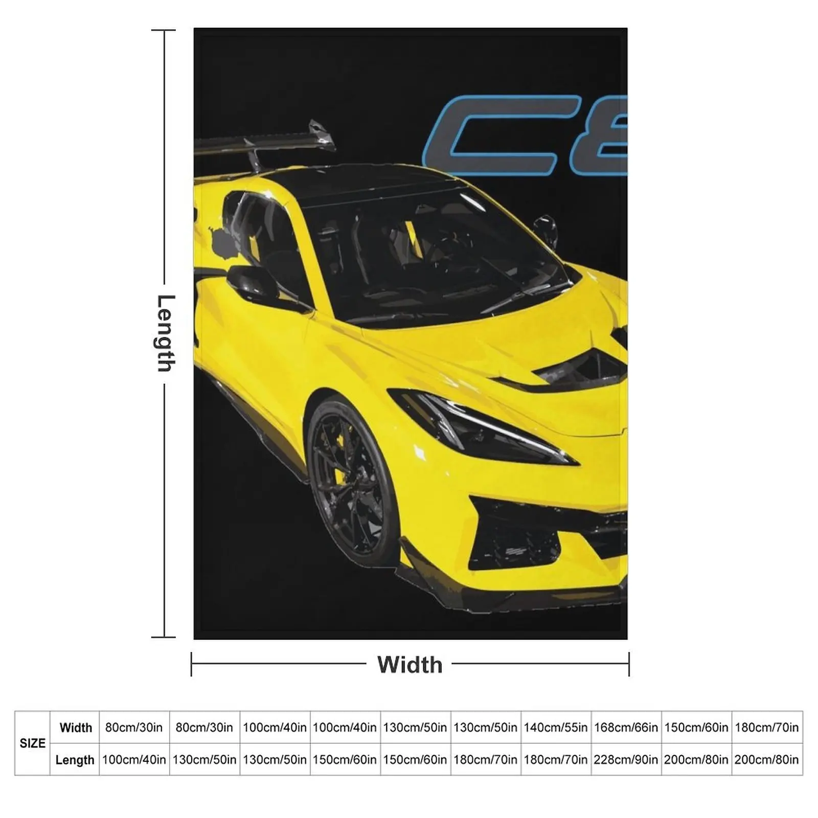 zr1 lt7 twin-turbo C8 Competition Yellow v-8 Throw Blanket couch cozy soft plush fuzzy picnic outdoor blanket
