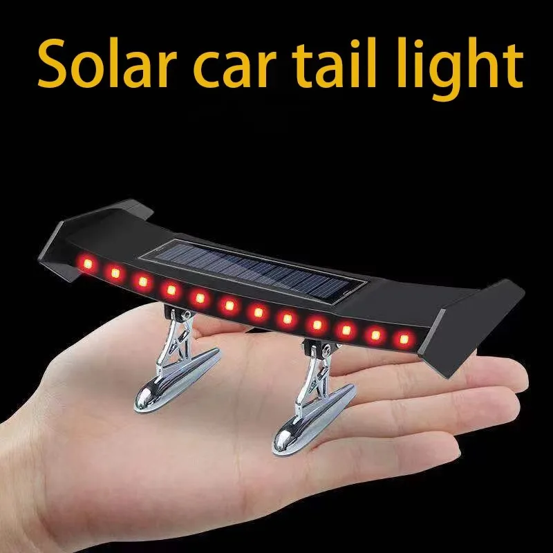 Universal Solar Powered LED Rear Spoiler Light Auto Induction Brake Warning Anti-collision Lamp For Sedan No Drilling Install