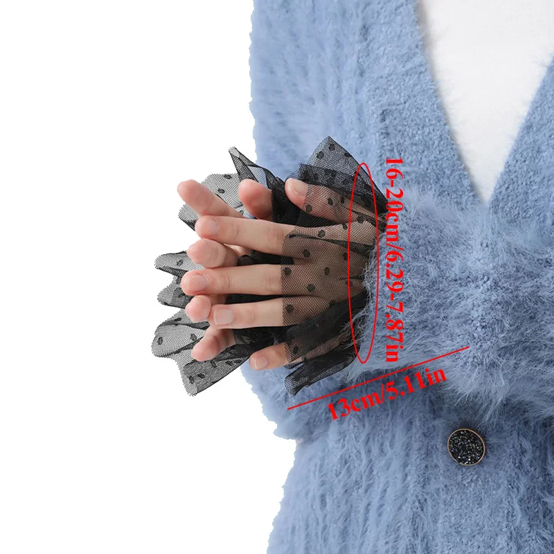 Detachable Cuffs Fake Flared Sleeves Double Layer Lace Pleated Ruched False Cuffs Sweater Blouse Wrist Warmers Fake Sleeve Cuff