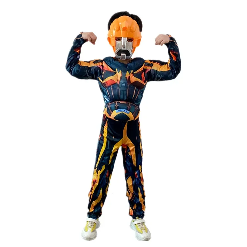 Optimus Prime Superhero Kids Movie Character Bumblebee Fantasy Muscle Costume Boys Girls Halloween Mask Jumpsuit image 2