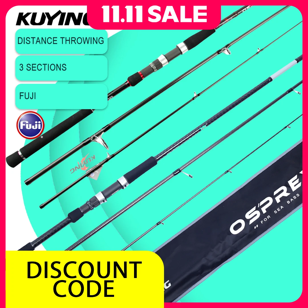 

KUYING OSPREY Surf Spinning Carbon Rod 9ft 10ft MH Power Long Cast Ocean Rock Beach Fishing FUJI Guides Distance Throwing