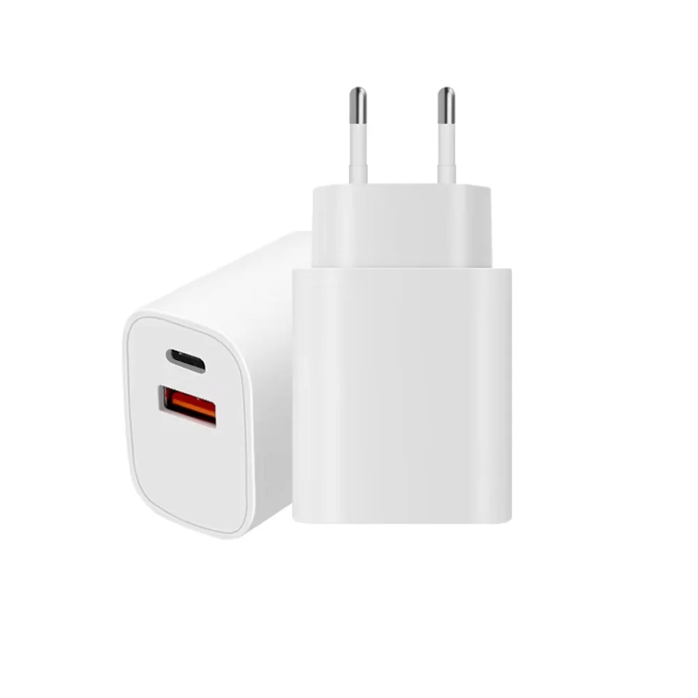 30W PD 3.0 Schnellladegerät EU-Stecker Dual-Ports USB-A USB-C Wandladegerät Netzteil für iPhone iPad Samsung Galaxy Mobiltelefon
