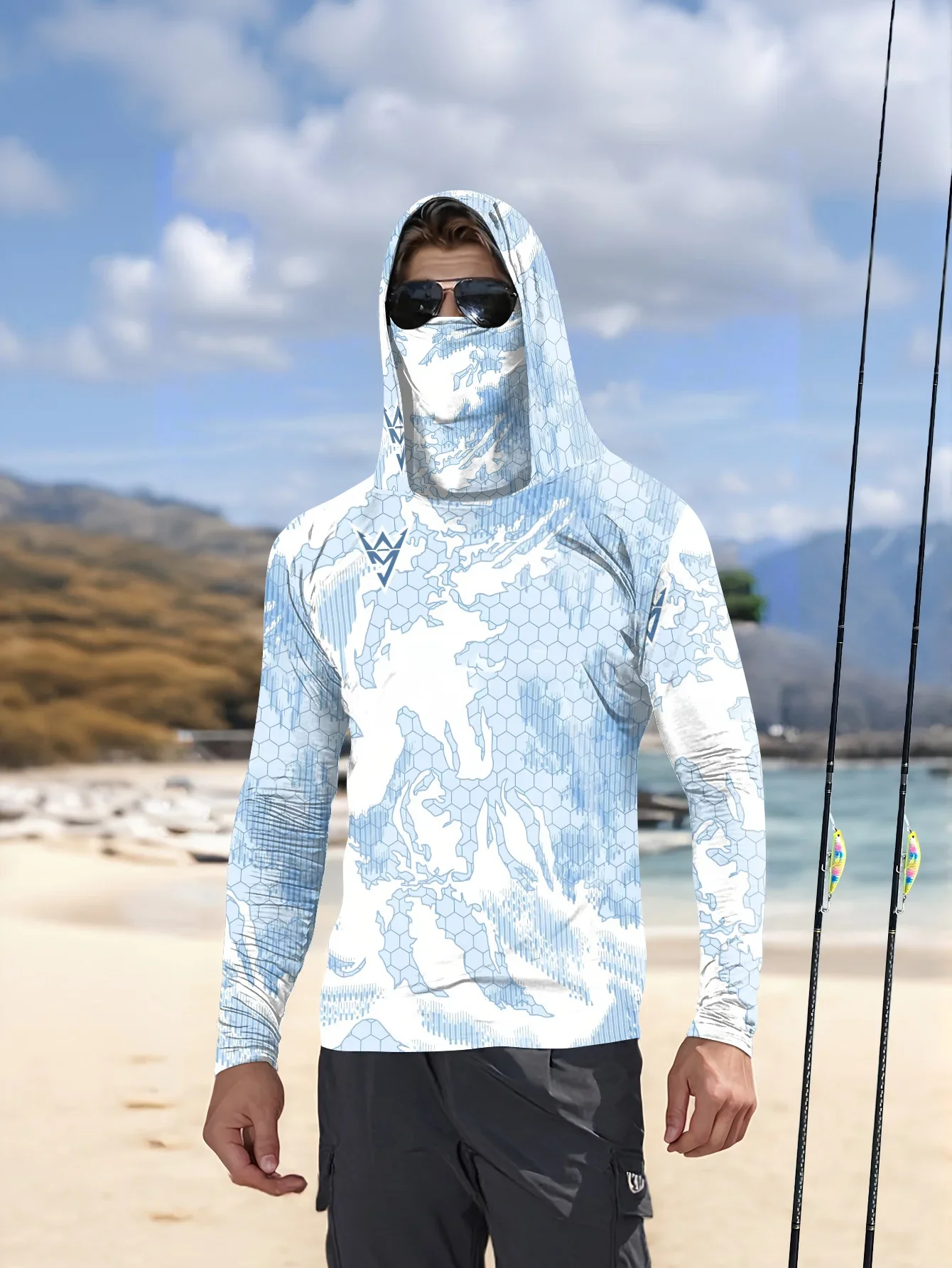 2026 New Model UV-Resistant Fishing Shirt with Long Sleeves and Hooded Collar - UV-Resistant Fishing Mask Clothing view 2