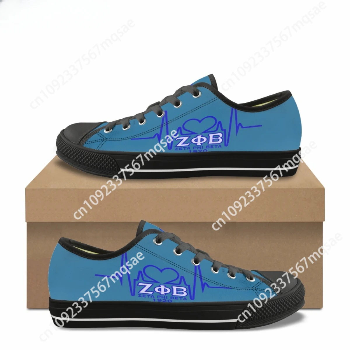 

1920 Print Women's Casual Shoes Hot Zeta Phi Beta Sorority Low Top Canvas Shoes for Ladies Stylish Classic Lace Up Flat Sneakers