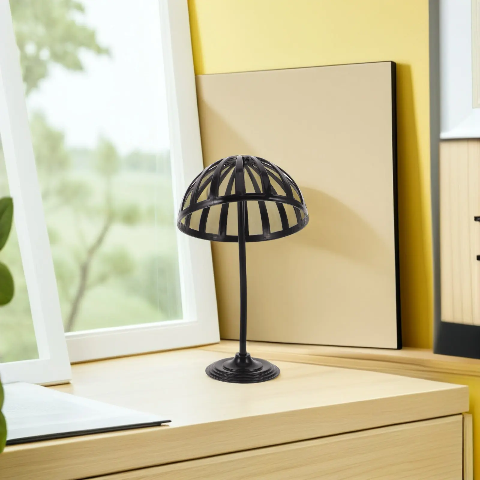 Freestanding Hat Stand Plastic Dome Shaped Cap Holder Display Rack Black Base for Baseball Caps Wigs Hats Retail Store Boutique view 3