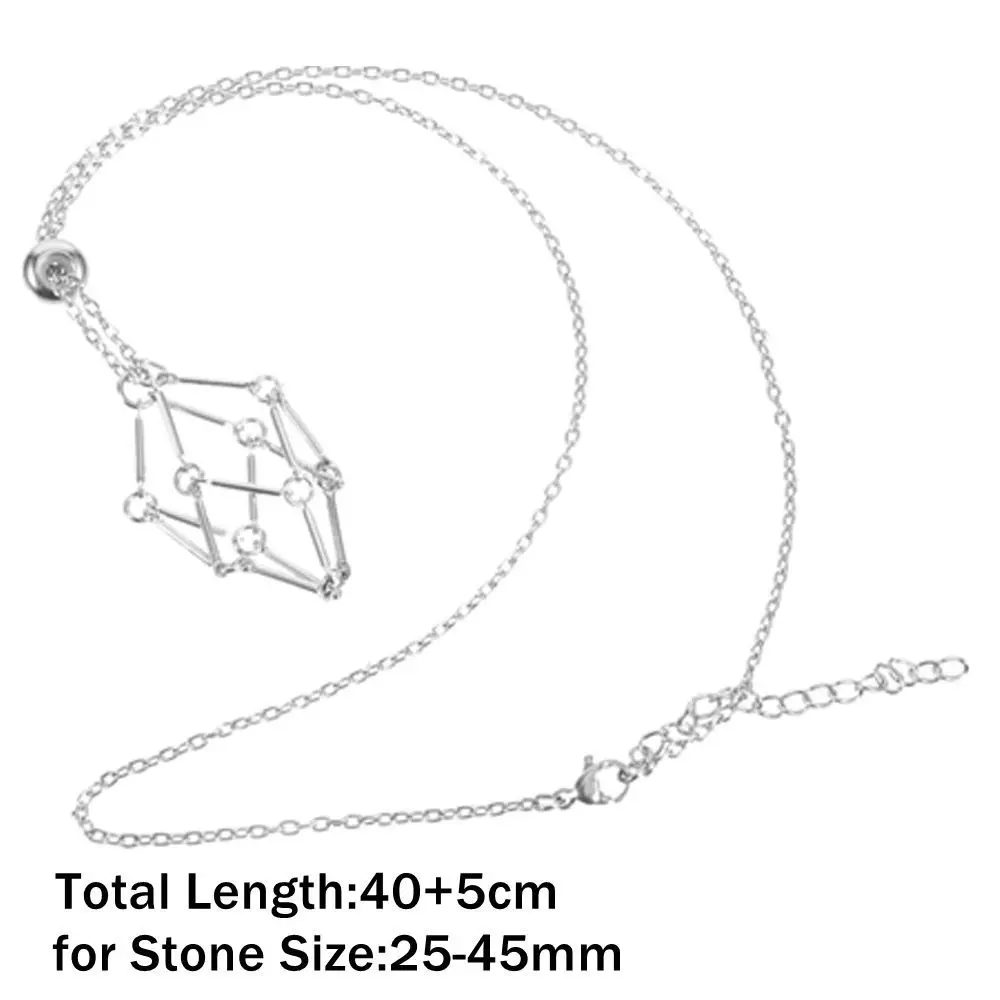 Copper Crystal Holder Cage Necklace Silver Color Necklace Accessories Stone Holder Necklace Natural Stone Interchangeable