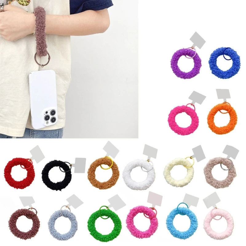 Plush Phone Wristband Multi Functional Phone Case with Keychain Plush Wristband Anti Lost Phone Accessory for Women Dropshipping