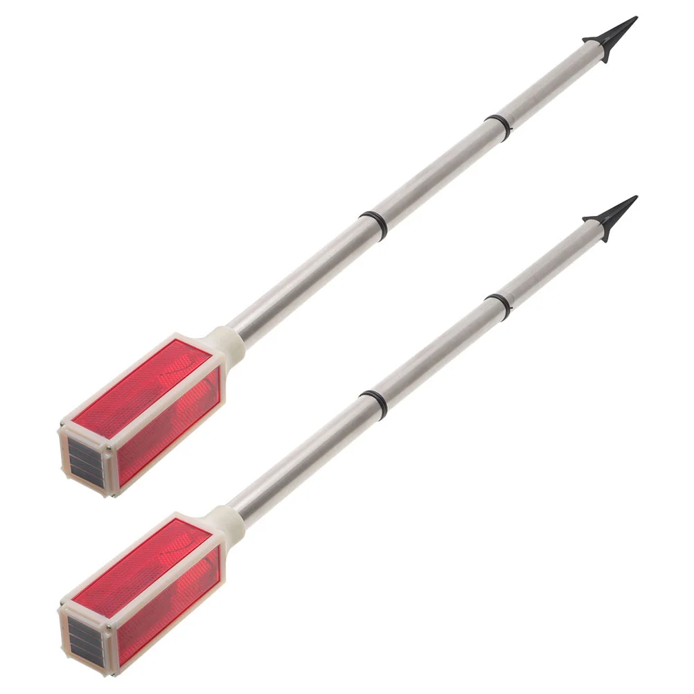 

2 PCS Roadblock Lights Driveway Marker Flashing Metal Detachable Solar