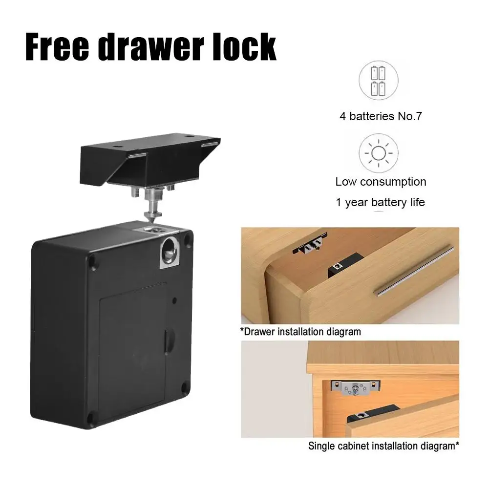 Non Perforated Drawer Lock Invisible Sensor Lock EMID Digital Drawer Card IC Lock Furniture Cabinet Invisible Cabinet J0S2