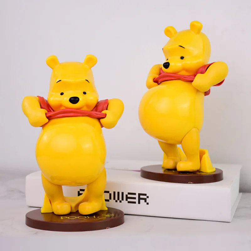 20cm Disney Lovely Winnie The Pooh Big Belly Bear Bea Action Figure PVC Collection Model Home Decor Kids Gift Hobby Toy Ornament