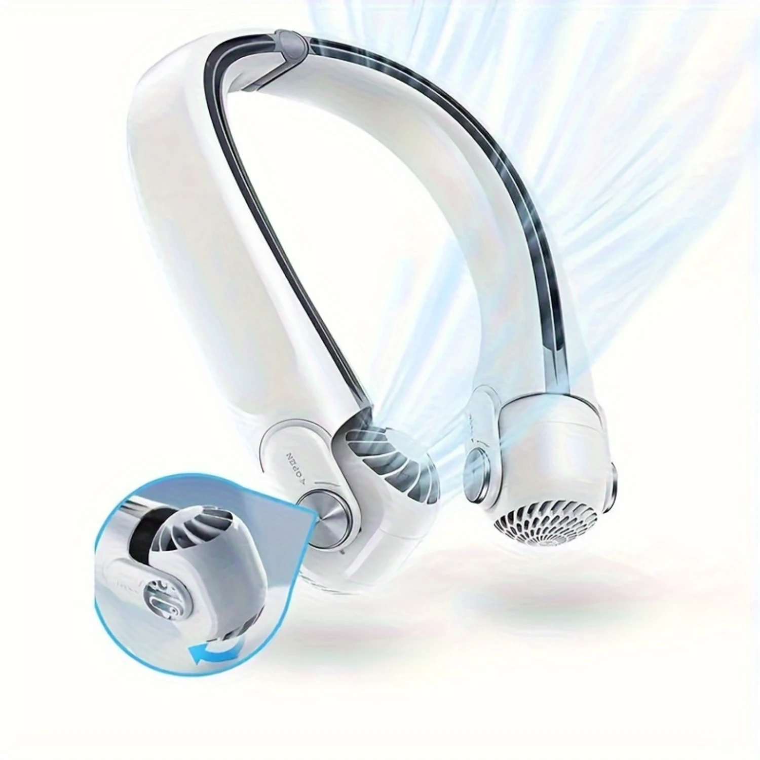 タービンハリケーンシステム付きポータブルネックファン1個、600%増加した放熱、3秒冷却、ウェアラブル、タイプ経由で充電可能