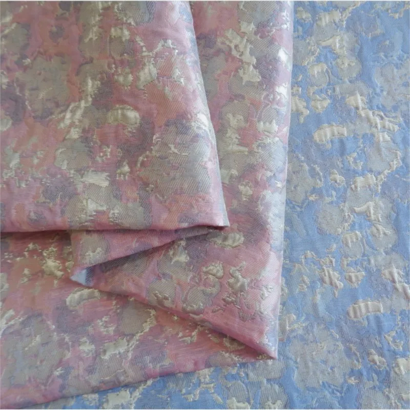 Pink and purple oil painting style embossed jacquard fabric light mature dress fashion bag shoe clothing fashionable