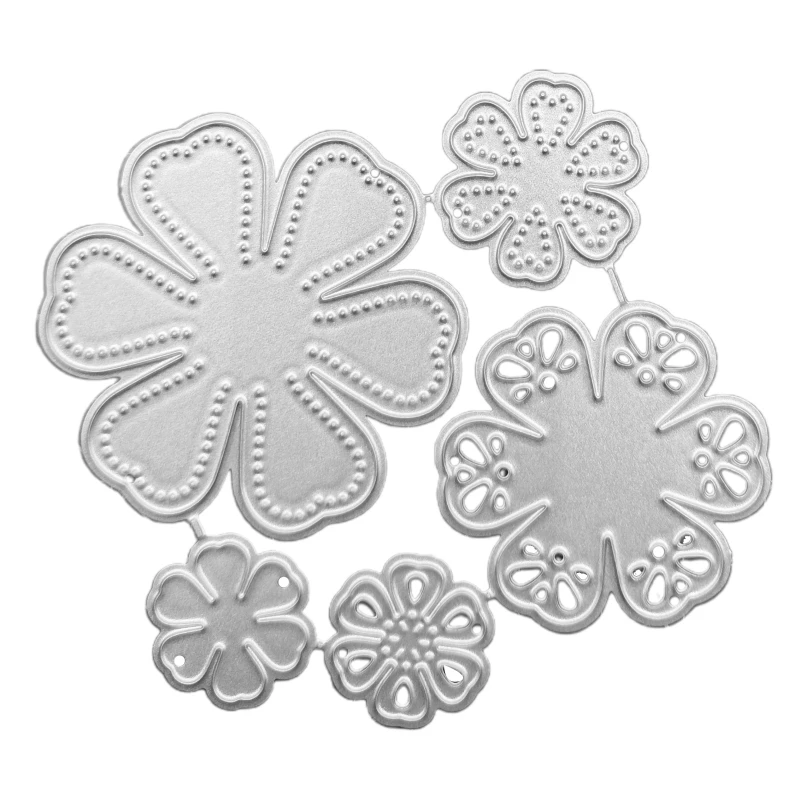 6-Petal Florals 5 in 1 Flowers Embossing Knife Die Metal Cutting Dies for DIY Scrapbook Paper Cards Embossed Decor Craft N84C