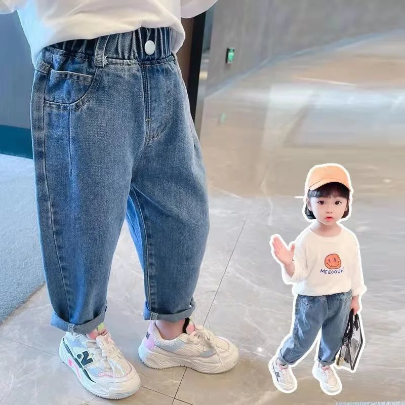 Spring and Autumn Men's and Women's Clothing Jeans Baby Western Style Children's Personality Trend Korean Edition