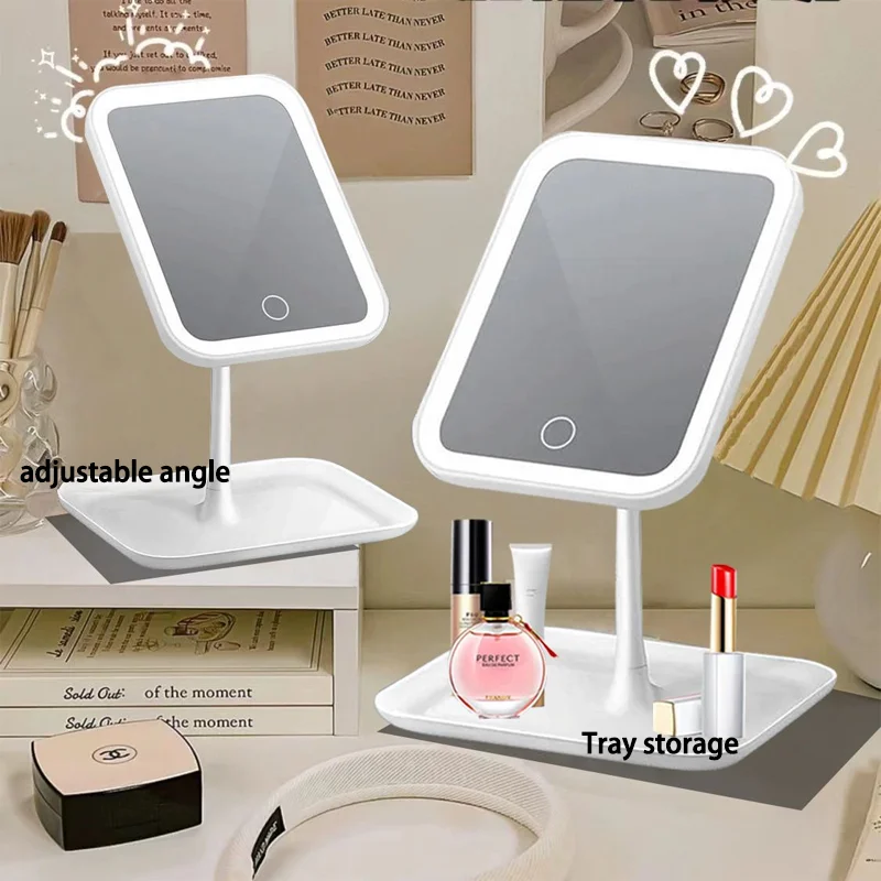 مرآة مكياج المشاهير على الإنترنت LED للمنزل الجديد مع ضوء، مرآة مكياج محمولة لسطح المكتب في سكن الطلاب #3