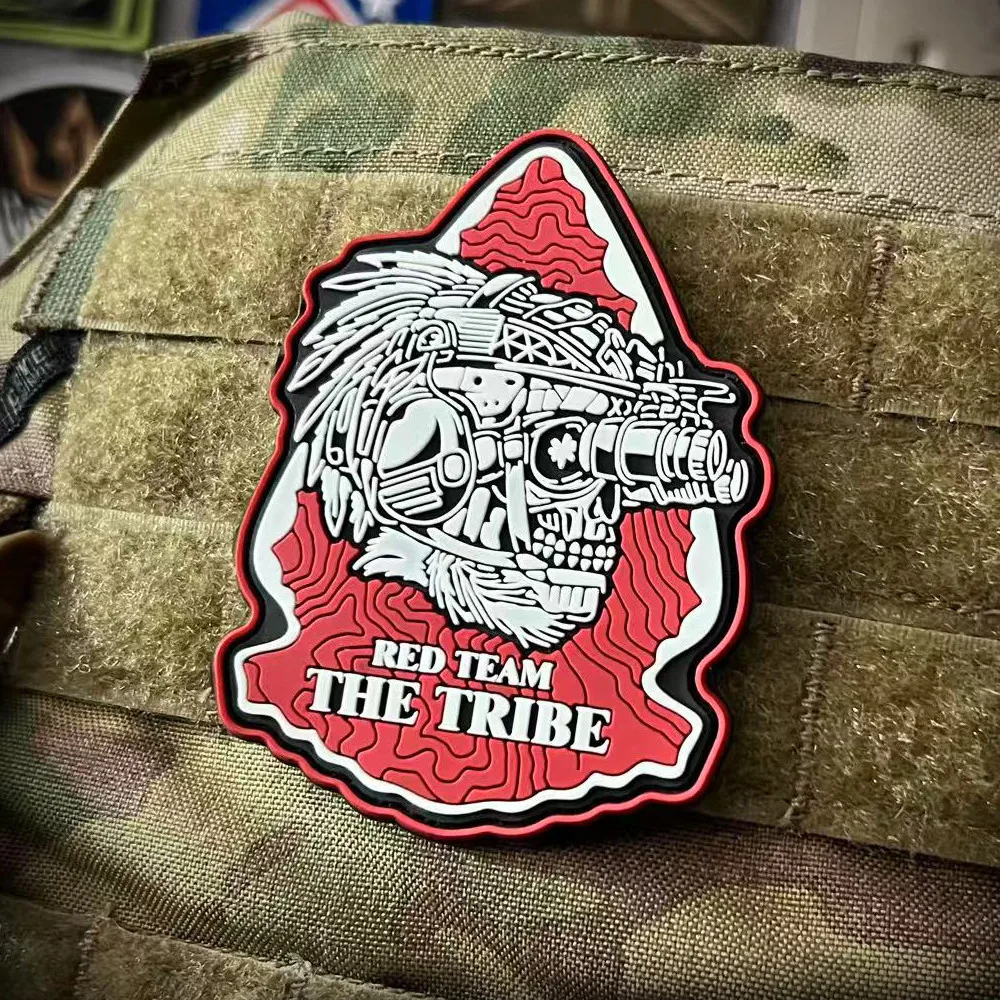 Tactical Skull 3D PVC Patch Luminous Red Team the Tribe Night Vision Device Armband DIY for Clothing And Bag Decoration