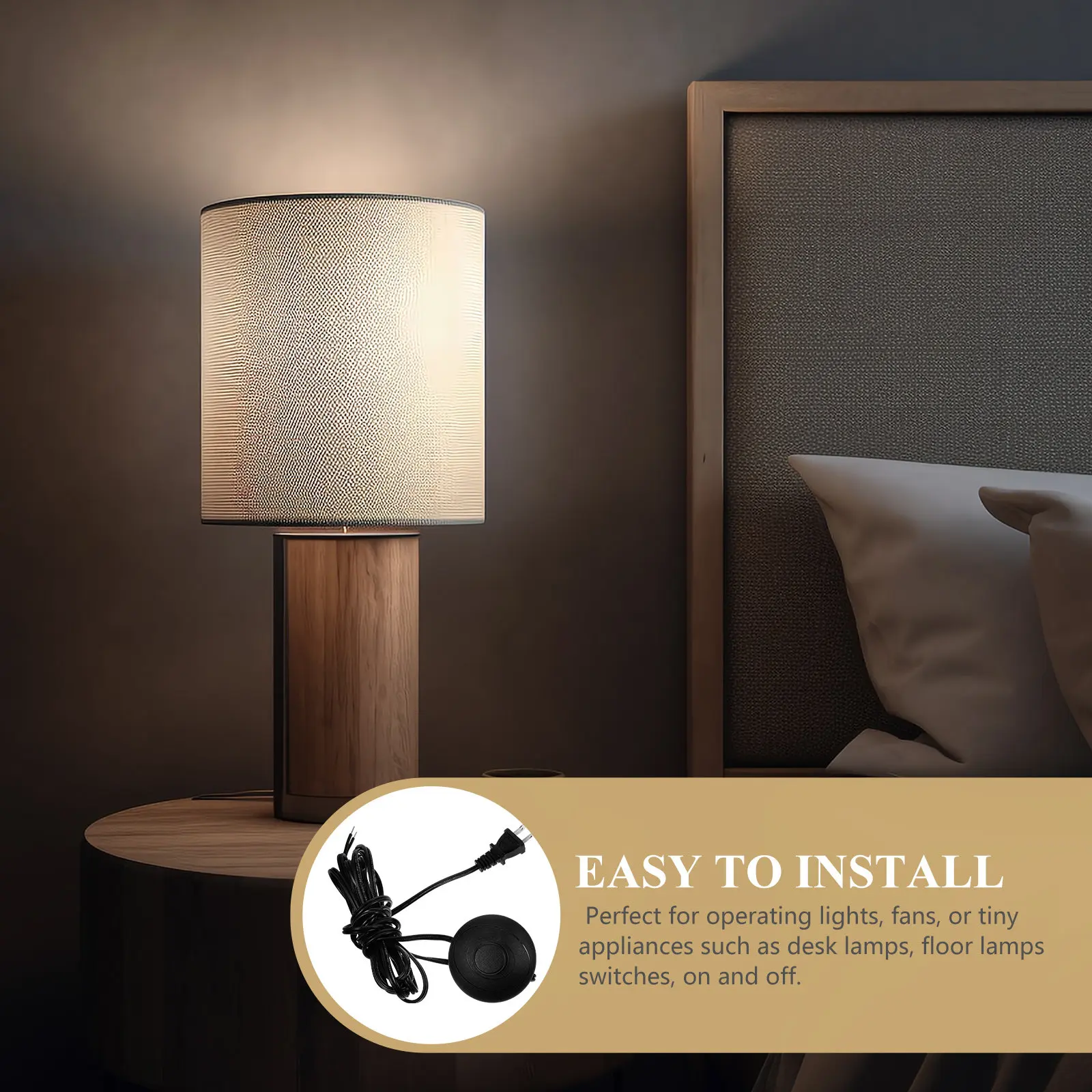 

Lamp Foot Switch Power Cord Us Plug Floor Lamp Extension Cord Foot Off for Light Fan Tiny Appliances Easy Install