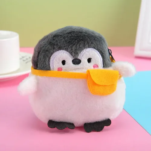 Imagen 2 del producto Monedero bonito para mujer, monedero pequeño de felpa suave con dibujos animados para mujer, monedero con cremallera de animales de pingüino, monederos para tarjetas y dinero