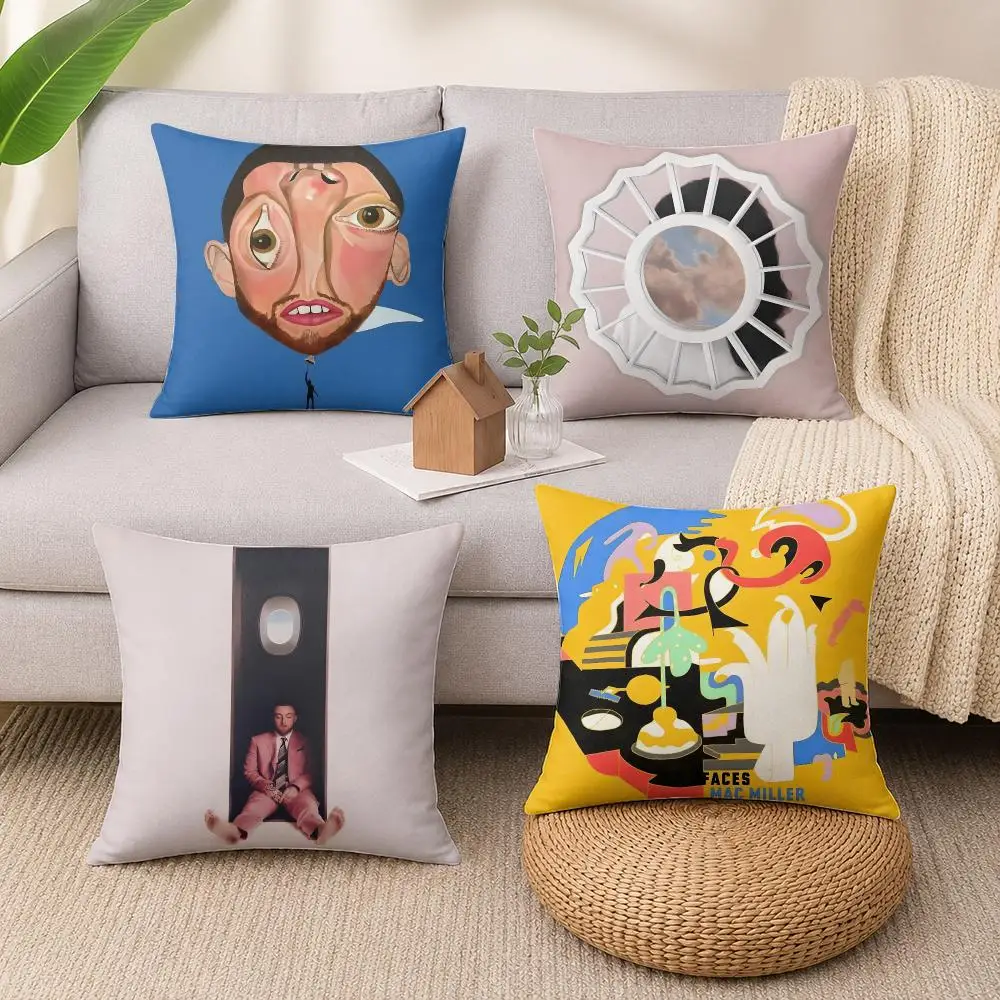 Popular Singer M-Mac Miller Cushion Cover Wrinkle-Resistant Short Plush Cushion Covers Breathable Machine-Washable