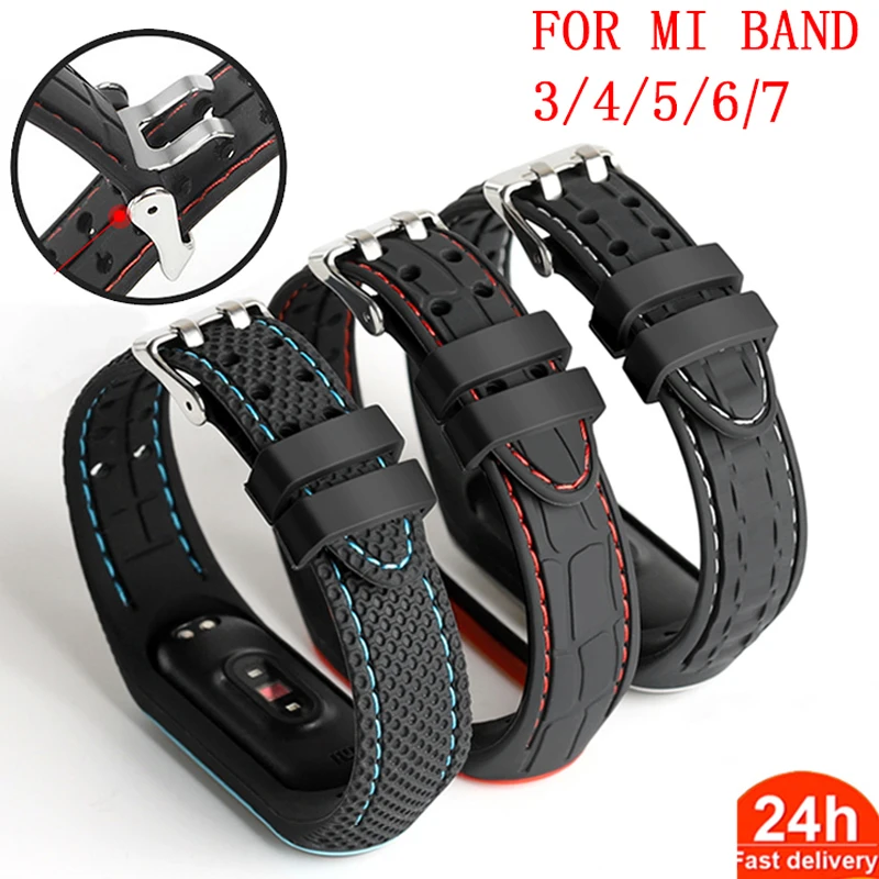 Correa de silicona para Xiaomi Mi band, pulsera deportiva de repuesto para mi band 7, 6, 5, 3, 4, 5 y 6