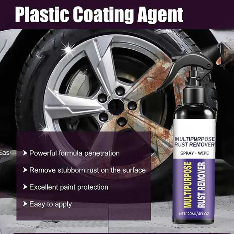 Car Rust Removal Spray Automobile Hub Rust Remover Mechanical Cleaner Remove Lubricate Metal Surface Rusty Accessory and Stains