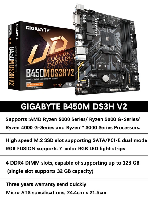 AMD Ryzen 5 2600 R5 2600 CPU + GIGABYTE B450M DS3H V2 Micro-ATX Motherboard  Set AM4 All New Support R3 R5 R7 R9 Processor