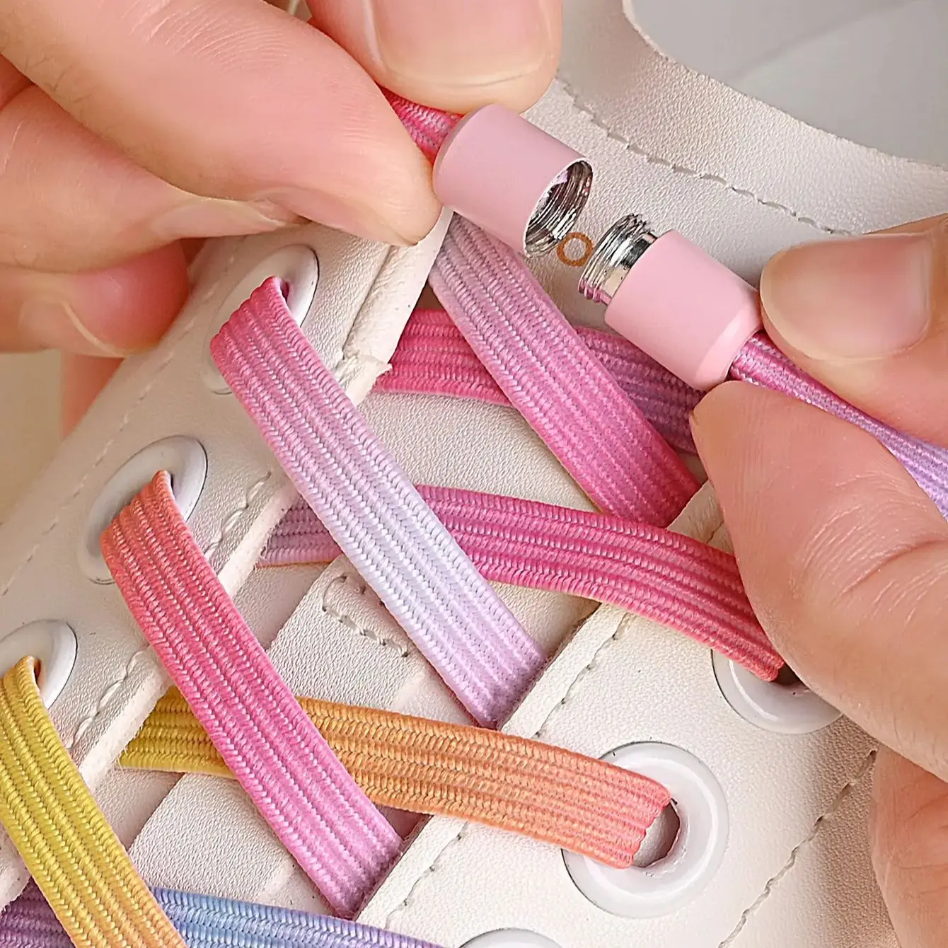 

Elastic No-Tie Shoelaces with Capsule Buckle | Glitter Rainbow Stretch Laces for Sneakers, Casual, Basketball & Running Shoes