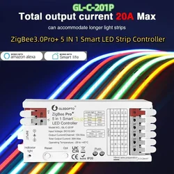 GLEDOPTO 5 in 1 ZigBee 3.0 Pro+ LED Controller RGB CCT RGBW RGBCCT Strip Light Dimer Alexa Homey Tuya Smart APP Voice Control