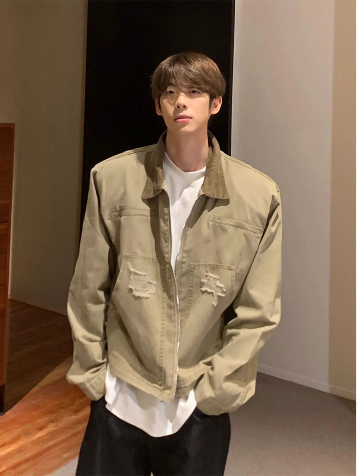 

Мужская куртка-пальто футуристического дизайна для гольфа, утепленная, элегантная, камуфляжная, для кемпинга и активного отдыха, на пуговицах, из замши с начесом, для полевых условий, теплая